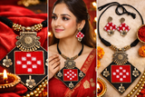 RED SAMBALPURI FEBRIC JEWELLERY